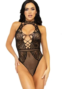Visnet Kanten Bodysuit - Zwart