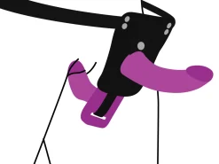 XR Brands - Dubbele Vibrerende Dildo Met Harnas - Paars