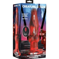 XR Brands - Hel-Wolf Stuwende & Vibrerende Dildo met Afstandsbediening - Rood & Zwart