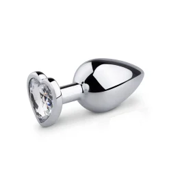 Zilveren buttplug met helder hartje