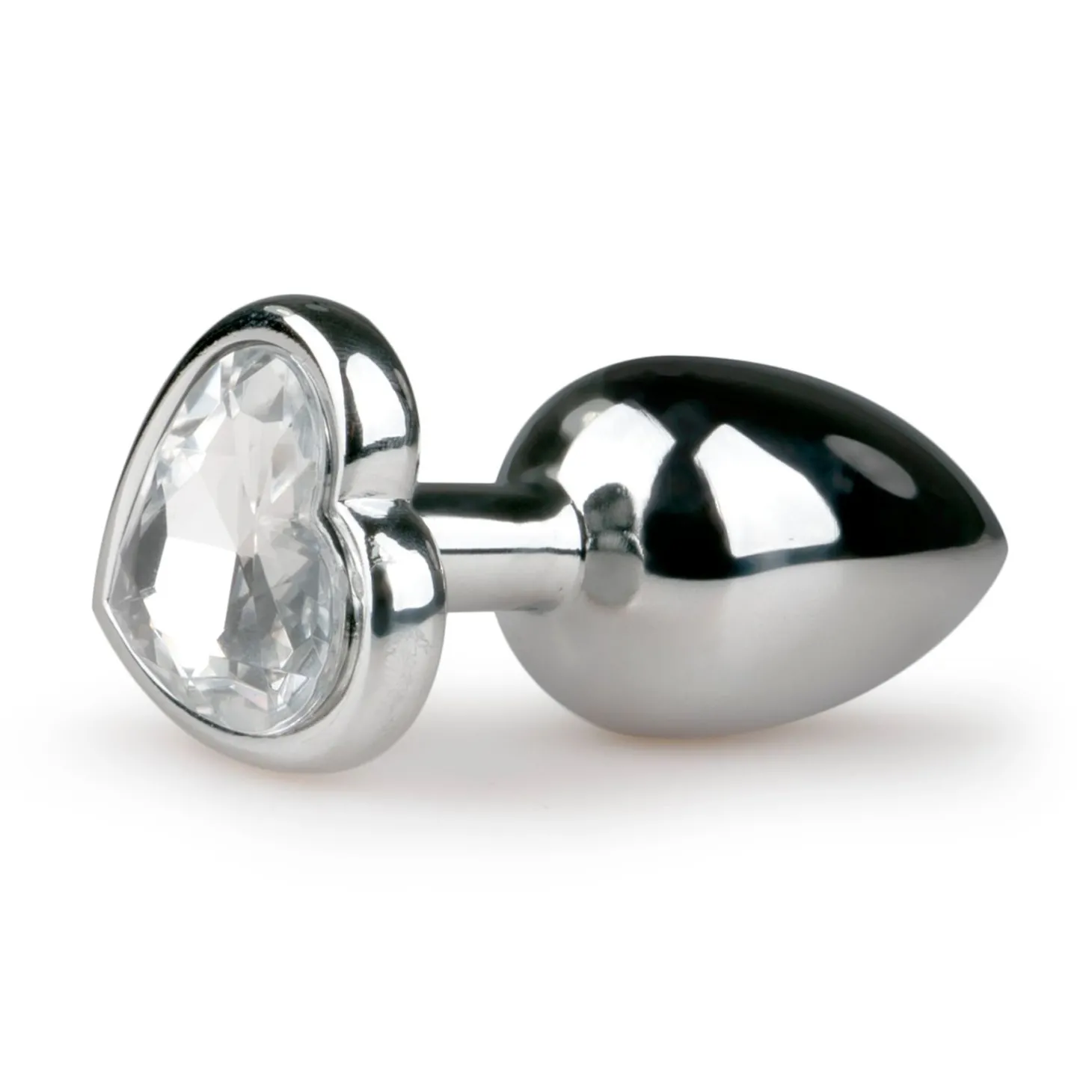 Zilveren buttplug met kristallen hart