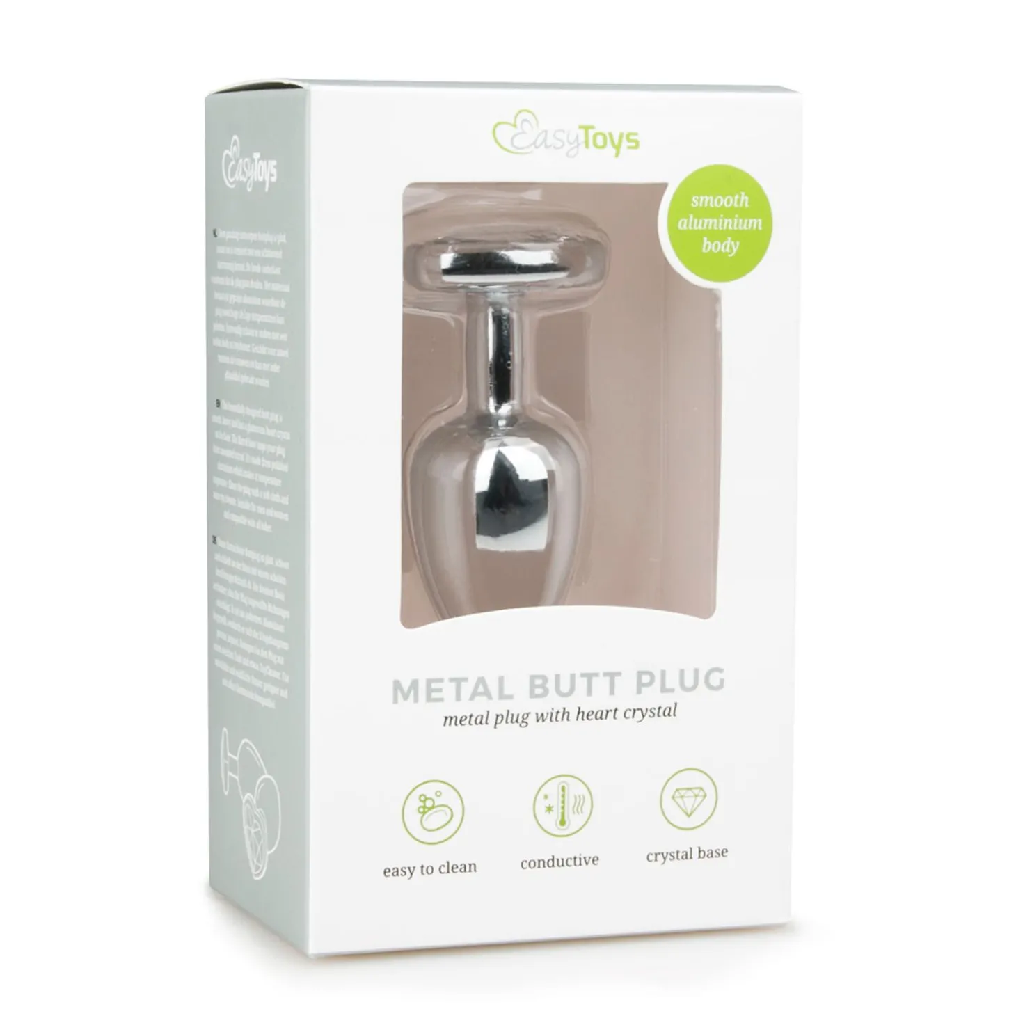 Zilveren buttplug met kristallen hart