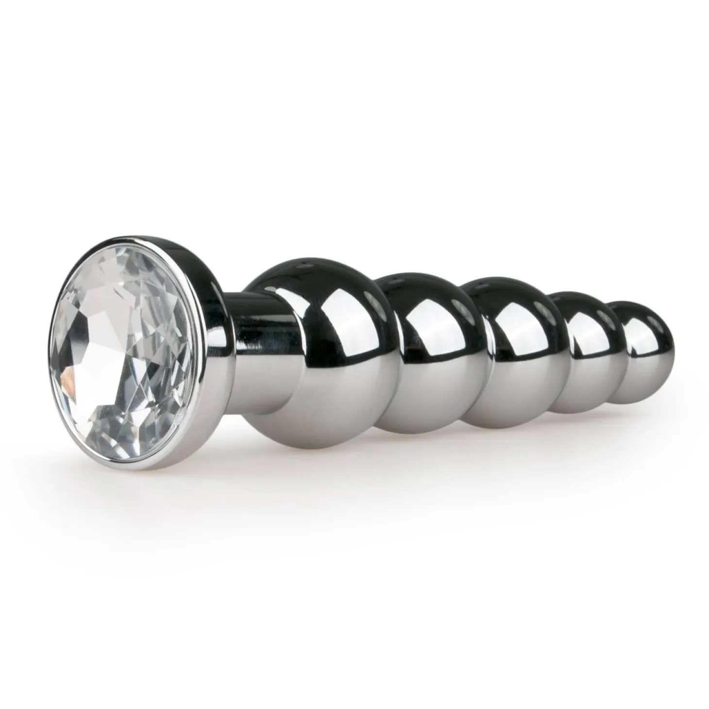 Zilveren dunne buttplug met kristal