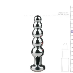 Zilveren dunne buttplug met kristal