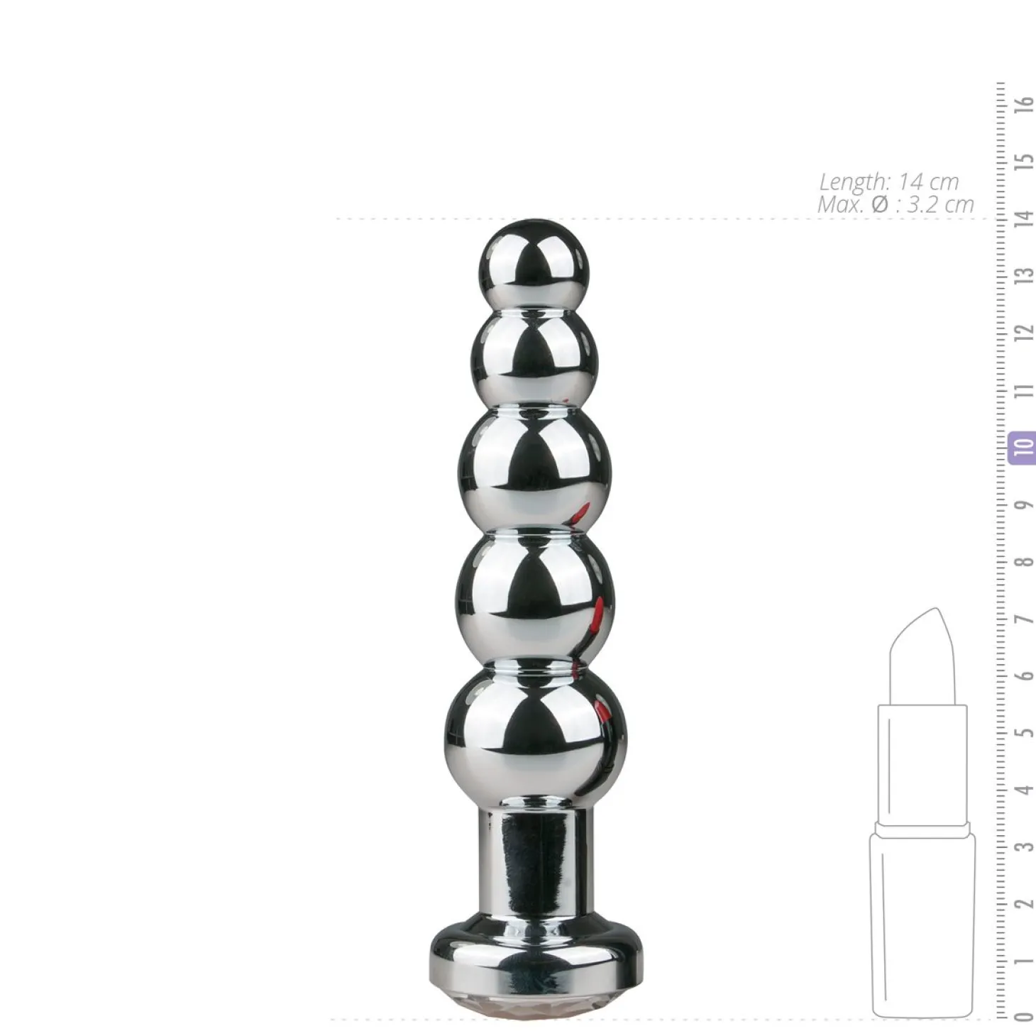 Zilveren dunne buttplug met kristal