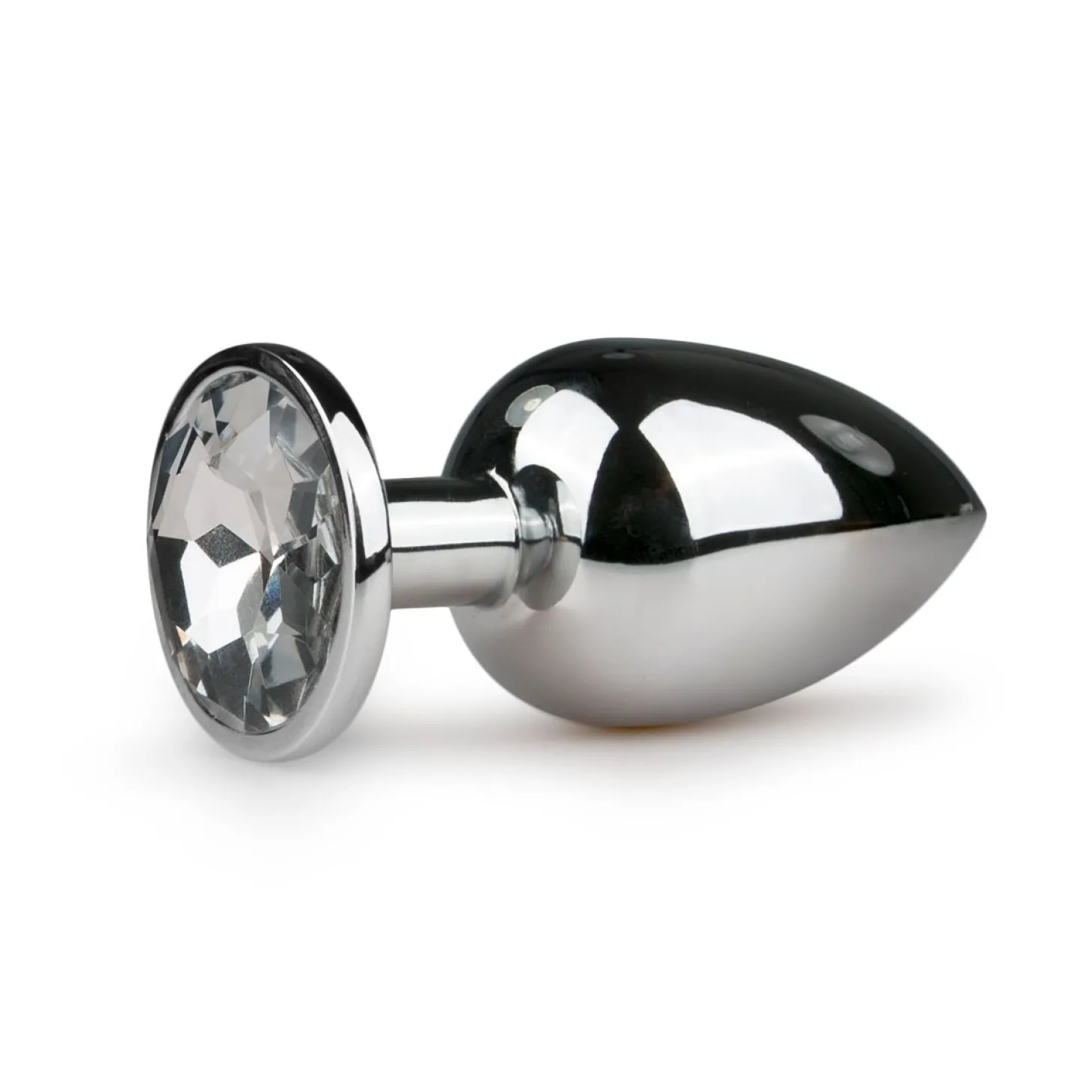 Zilveren metalen buttplug met kristal