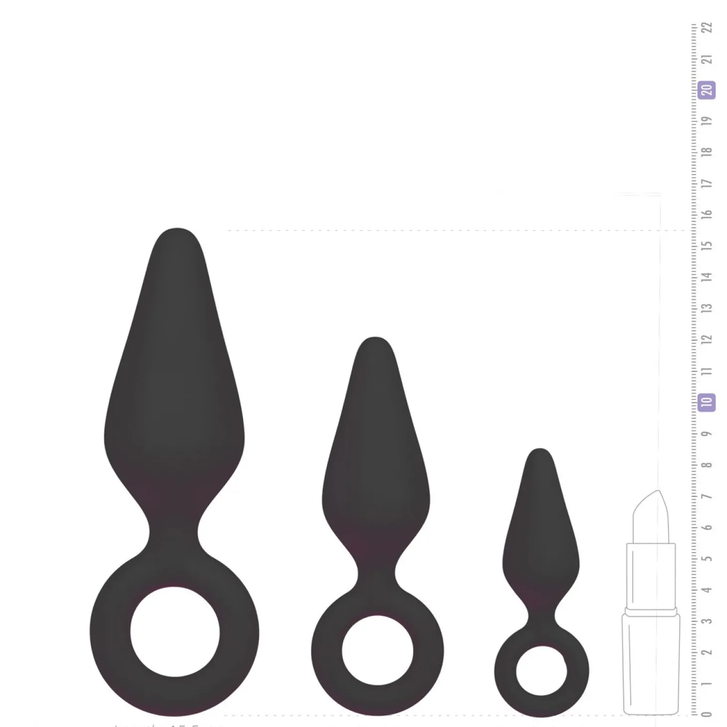 Zwarte buttplugs met trekring - setje