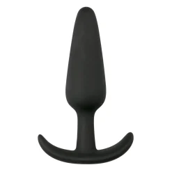 Zwarte kleine buttplug met handvat
