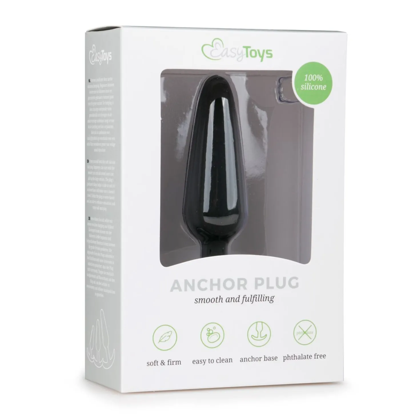 Zwarte medium buttplug met handvat