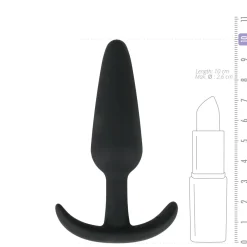 Zwarte medium buttplug met handvat
