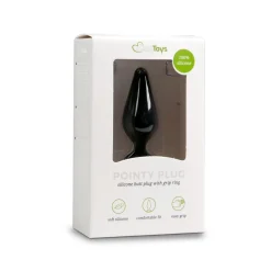 Zwarte medium buttplug met trekring