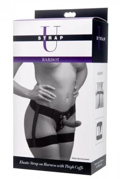 Zwart strap on harnas jarretel stijl