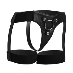 Zwart strap on harnas jarretel stijl